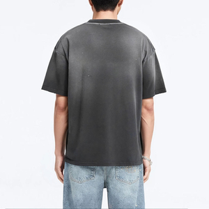 Camiseta de Estilo Urbano con Hombros Caídos y Lavado Ácido, de Alta Calidad, para Hombre, Tallas Grandes, en Venta - Product Image 6