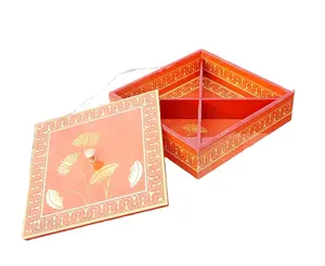 Printed Decorative Wood Dry Fruits Dates Mix Dry Nuts Ribbon Display Storage Wood boxes