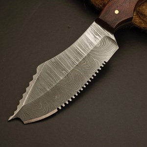 Couteau de chasse premium en acier Damas sur mesure, lame pointue, manche en bois de palo, étui en cuir véritable, qualité 100 %. - Product Image 3