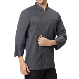 ใหม่ เสื้อแจ็คเก็ตเรียบง่าย แขนยาว ปรับขนาดได้ สำหรับผู้ชาย ร้านอาหาร โรงแรม ครัว ชุดเชฟ - Product Image 3