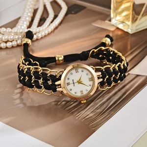 นาฬิกาข้อมือผู้หญิงสไตล์นักศึกษา ประดับเพชร ดีไซน์หรูหรา สายถักแบบสบายๆ  ระบบควอตซ์ สำหรับนักศึกษาต่างชาติ - Product Image 3