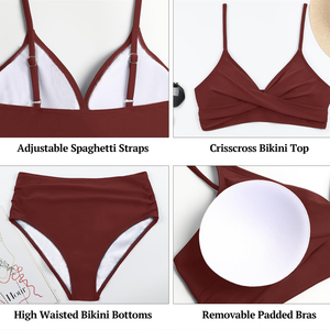 New Style OEM Service Women Two Swim Suits In Solid Color Hot Selling Product Ladies Two Piece <b>Swimsuit</b> In Low MOQ - Product Image 6