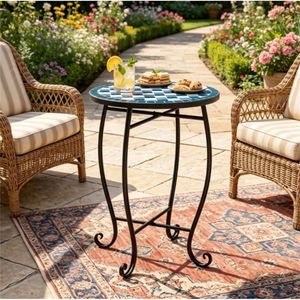 Tavolino Laterale in Metallo Blu da 14 Pollici per Interni ed Esterni, Base a X, Resistente, Supporto per Piante, per Patio, Giardino, Soggiorno, Tavolino Decorativo - Product Image 5