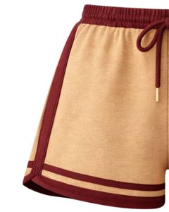 Beige Red Women Camisole And Shorts <b>Set</b> Summer Two Piece Outfit Cotton Blend Crop Top Cherry Print Drawstring Shorts Casual - Product Image 6