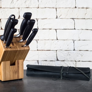 Étui à couteaux de cuisine 100 % cuir suédé véritable, facile à transporter, housse pour couteau de chef, étui à couverts et organiseur de transport - Product Image 4