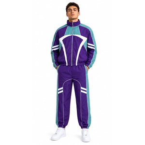Vêtements décontractés de haute qualité, veste et pantalon à fermeture éclair, 100% nylon, lignes réfléchissantes, coupe-vent surdimensionné, ensemble de survêtement pour hommes - Product Image 5