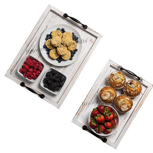 Bandejas rectangulares de madera de mango macizo blancas al por mayor elegantes asas de metal ecológicas para el hogar hoteles precio competitivo - Product Image 6