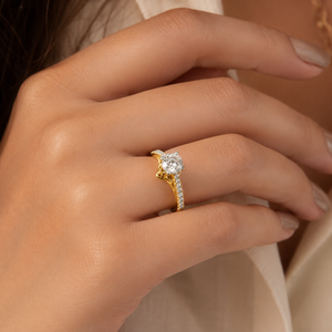14Kt Yellow <b>Gold</b> Real Diamond Engagement <b>Ring</b> | Brilliant Cut Prong <b>Set</b> Wedding Anniversary <b>Ring</b> for Women | Fine Jewelry Gift - Product Image 1