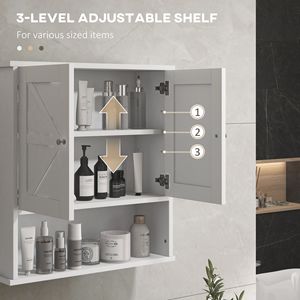 Armadietto Rustico Bianco Stile Fattoria con Ante Scorrevoli e Ripiano per Bagno - Product Image 6