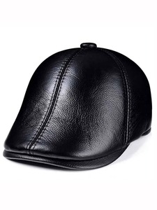 Nuevo Sombrero Boina de Cuero Genuino Unisex, Gorra Newsboy de 8 Paneles para Hombre y Mujer, Gorra Baker Boy Vintage Suave con Visera - Product Image 4