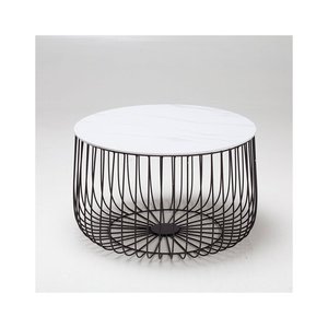 Table basse design en métal et marbre, élégant meuble de décoration pour hôtels et villas - Product Image 1