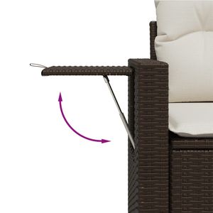 Conjunto de Sofá Grande para Jardín en Color Marrón con Muebles de Patio de Ratán PE Blanco Crema y Cojines Cómodos - Product Image 3