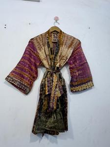 Bata de seda pura estilo bohemio con efecto tie-dye, kimono corto para mujer, talla única, kimono de verano para mujer - Product Image 3