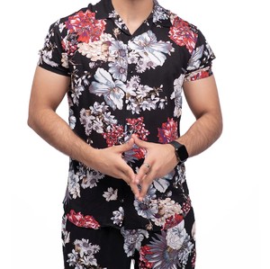 ชุดเซ็ตสองชิ้นลายดอกไม้ เสื้อคอกลมแขนสั้น กางเกงขาสั้นยาวครึ่งน่อง ยูนิเซ็กส์ สวมใส่สบายๆ สำหรับฤดูใบไม้ผลิและฤดูร้อน ทรงปกติ น้ำหนัก 140 กรัม ผลิตจากโพลีเอสเตอร์ - Product Image 4