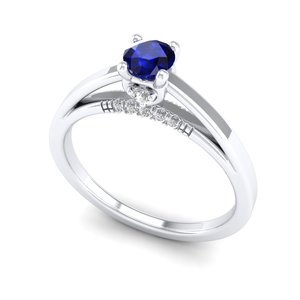 Nouvelle arrivée REYES : bague en argent sterling 925 avec moissanite certifiée GRA et saphir bleu pour femme, bague pierre de naissance - Product Image 2