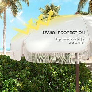 Elegante Ombrellone da Spiaggia Bianco Portatile da 1,88 m, Ideale per Viaggi, con Ventilazione e Volant, Borsa Inclusa | - Product Image 4