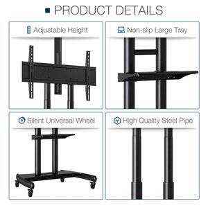Carrello Porta TV Mobile per TV da 55-85 Pollici con Ruote Bloccabili e Ripiano per Laptop - Categoria Prodotto: Supporti e Carrelli TV - Product Image 4