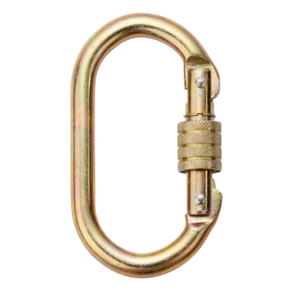 Mousqueton de sécurité en acier zingué jaune, connecteur ovale pour levage et sauvetage - Product Image 1
