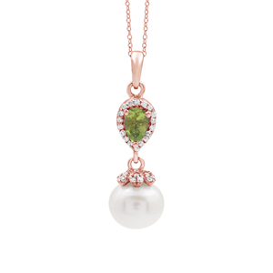 Collier de perles d'eau douce naturelles 100% naturelles, pierres précieuses turquoise péridot, argent sterling 925, pendentifs, bijoux fins - Product Image 1