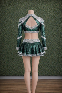 Uniformes de compétition de cheerleading personnalisés pour adultes, en polyester, avec broderie 3D et impression par transfert thermique, service OEM, performance d'équipe - Product Image 3