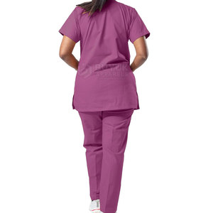 Ladies V Neck <b>Scrub</b> <b>Top</b> and Pants Set Comfortable Medical Healthcare Uniform Wholesale Supplier Premium Medical Workwear Comfort - Product Image 3