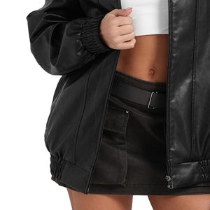 เสื้อแจ็คเก็ตหนังผู้หญิงแฟชั่น ขายส่ง รับทำโลโก้ ทรงเข้ารูป สไตล์ไบค์เกอร์ ผู้ผลิต OEM ราคาถูก จำนวนมาก สำหรับฤดูหนาว - Product Image 5