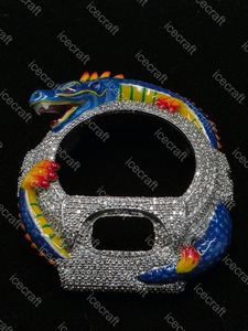 Custom Luxury Dragon <b>Watch</b> <b>Case</b> Moissanite Diamond Full Iced Out Color Enamel Design Premium <b>Watch</b> Housing Claw Detail Finish - Product Image 4
