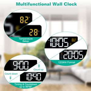 นาฬิกาแขวนผนัง LED ดิจิตอลขนาด 15.7 นิ้ว พร้อมรีโมทคอนโทรล ปรับความสว่างได้ 10 ระดับ ตั้งปลุกได้ 3 ครั้ง แสดงเวลาแบบ 12/24 ชั่วโมง ตั้งเวลาถอยหลัง แสดงอุณหภูมิ - Product Image 4