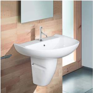 Sleek Design Ceramic Wall Mounted Basin Half Column Pedestal Hanging Bathroom Washbasin For Residential And Commercial Use - Product Image 5