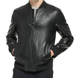 Veste en cuir pour homme, design personnalisé, couleur unie, style streetwear, pour un look élégant - Product Image 1