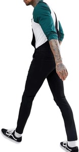 Overoles de Mezclilla Negros para Hombre, Corte Ajustado, Desgastados, Cintura Alta, Estilo Casual para Trabajo, Primavera - Product Image 3