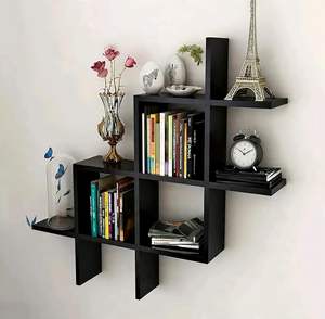 Étagères murales pour salon, élégante étagère murale en bois pour photos, décorations, chambre, cuisine, salle de bain (noir) - Product Image 1
