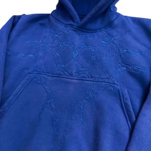 Sweat à capuche unisexe bleu roi surdimensionné en molleton épais, style streetwear décontracté, personnalisable - Product Image 3