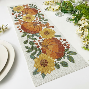 Silver Black Beaded <b>Table</b> <b>Runner</b> Placemat Handmade Floral Embroidered Glass Bead Dining <b>Table</b> Decor Wholesale OEM ODM - Product Image 5