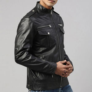 Veste en cuir pour homme de haute qualité, conçue sur mesure, mode streetwear d'hiver, imperméable, respirante, en tissu toile et cuir - Product Image 2