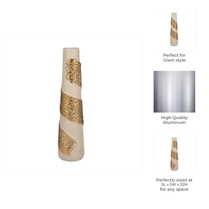 Jarrón de Mesa Moderno de Aluminio Dark Aura, Hecho a Mano, con Textura Acanalada, Acabado Dorado, 12.5 de Alto, 8 de Ancho, Ecológico, Puede Contener Agua - Product Image 4
