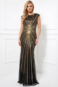 ชุดราตรีงานเลี้ยงสีทองดำประดับเลื่อมผ้าทูลล์คุณภาพสูงสำหรับผู้ซื้อ B2B บูติก - Product Image 3