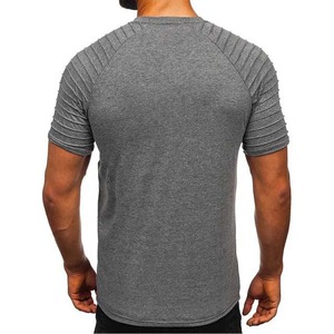 Camisetas de algodón lisas extragrandes al por mayor con cuello redondo y estampado - Product Image 2