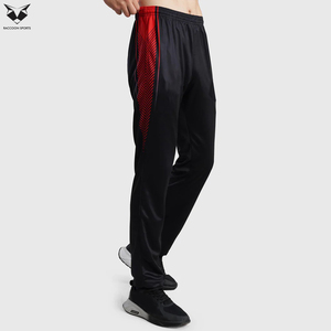 Top Quality Men's Casual Fitness <b>Trousers</b> Athletic Workout Running Wear, Black with Red Color Flat Front Style Men Gym <b>Trouser</b> - Product Image 5