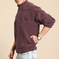 Service OEM, vestes en sherpa à manches longues avec fermeture éclair 1/4, tissu polaire, logo brodé, vestes polaires grandes tailles pour hommes