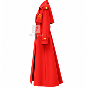 Manteau long en laine rouge et or pour femme, avec logo brodé, col cranté, manches longues, de la sororité Custom NSPDK. - Product Image 4
