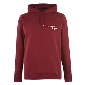 Sudaderas de alta calidad para hombre con logo personalizado, sudaderas extragrandes de algodón grueso color borgoña, sudaderas unisex con capucha. - Product Image 5
