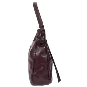 Bolso de Hombro de Cuero Genuino Estilo Vintage para Mujer, Bolso Tipo Hobo Color Borgoña, Bolso Cruzado Informal con Dos Correas y Cierre - Product Image 5