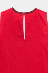 Red Cotton Sleeveless Blouse Women Ethnic Casual Wear India Pakistan Style Regular Fit All Seasons - Product Image 6