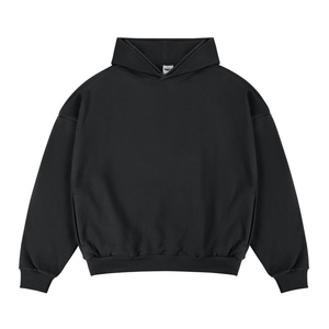 Sudadera con Capucha Extra Grande para Hombre, de Felpa, Color Negro Sólido, Estilo Casual, Corte Regular, Sudadera Tejida para Otoño - Product Image 5