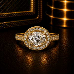 Luxury Halo Engagement <b>Ring</b> 14K Pure Gold Oval Cut Lab Grown Diamond IGI Certified Wedding <b>Ring</b> for Women Custom <b>Fine</b> Jewelry - Product Image 1