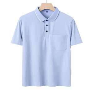 Men's Short Sleeve <b>Polo</b> <b>Shirt</b> Solid Oxford Fabric Casual Regular Fit <b>With</b> <b>Pocket</b> Button Front Woven Style - Product Image 2