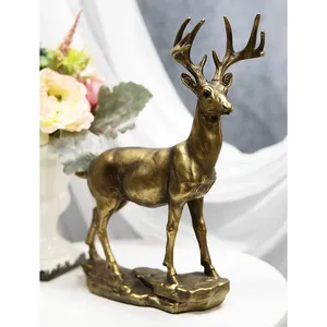 Figura de Ciervo en Bronce Chapado en Oro, Escultura Animal, Decoración para el Hogar, Pieza de Arte Fundido - Product Image 3