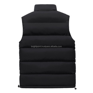 Custom Made Canvas Sleeveless Puffer Jacket Men Winter Zip Unisex Waterproof Quick Dry Quilted Zipper Stand Collar Casual Wear - Product Image 2