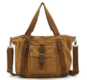 Vintage Style <b>Large</b> Capacity Waterproof Laptop <b>Backpack</b> with Canvas <b>Leather</b> Buckle Closure Shoulder Strap Interior Zipper Pocket - Product Image 1